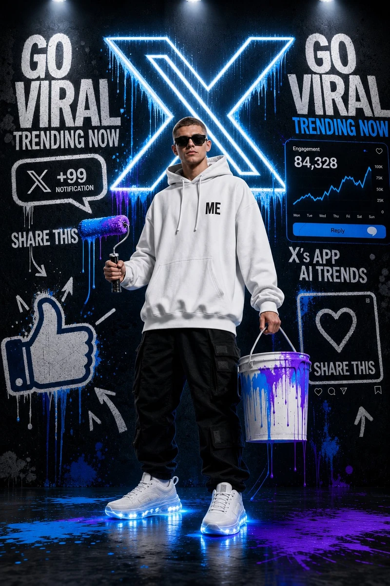 Ultra realistic full body commercial fashion poster of a young man standi...