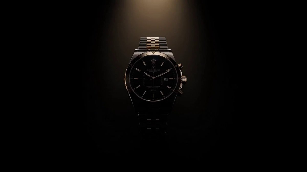 A luxury watch emerges from darkness. Extreme macro shot of ticking gears...