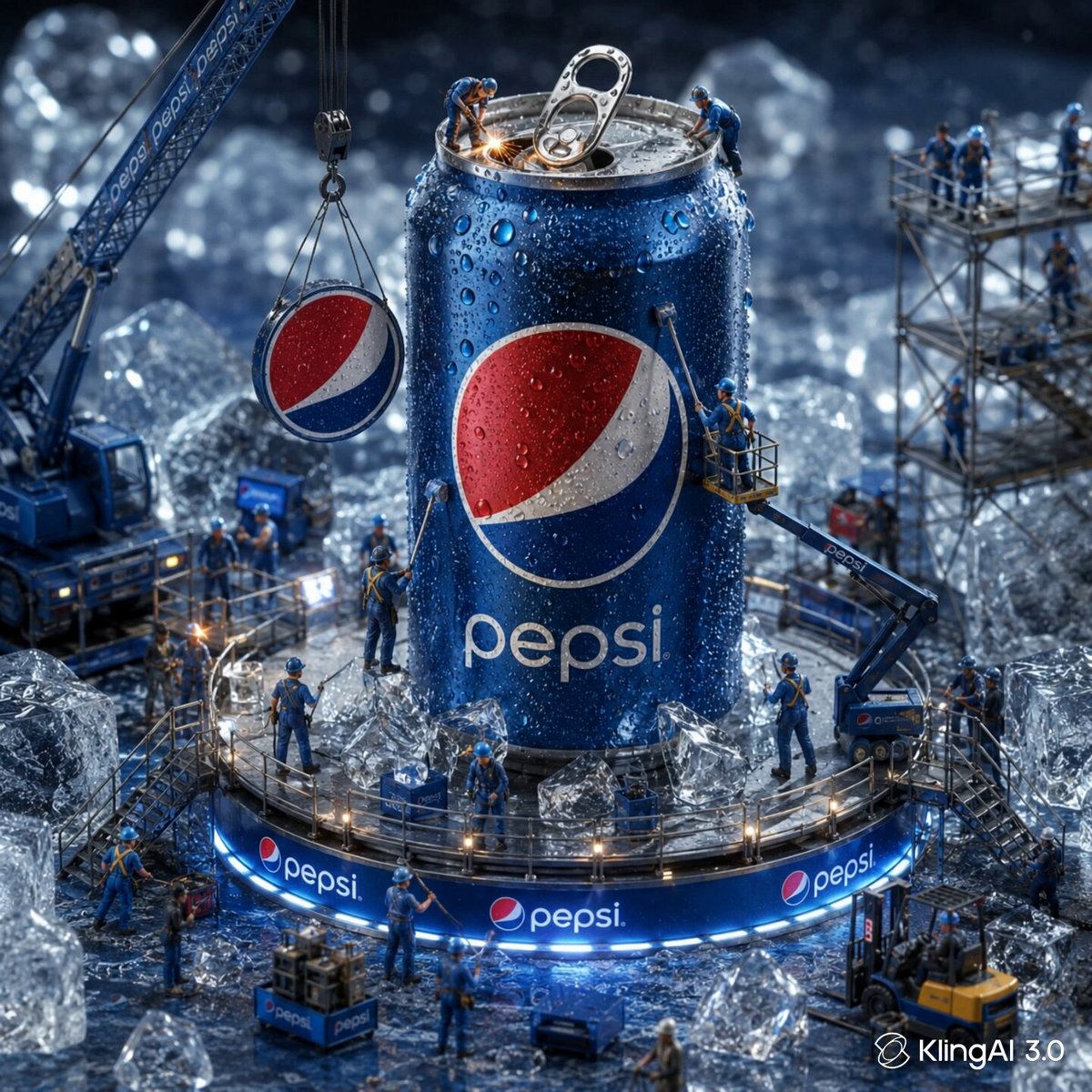 - A surreal macro world where miniature workers assemble a giant Pepsi ca...