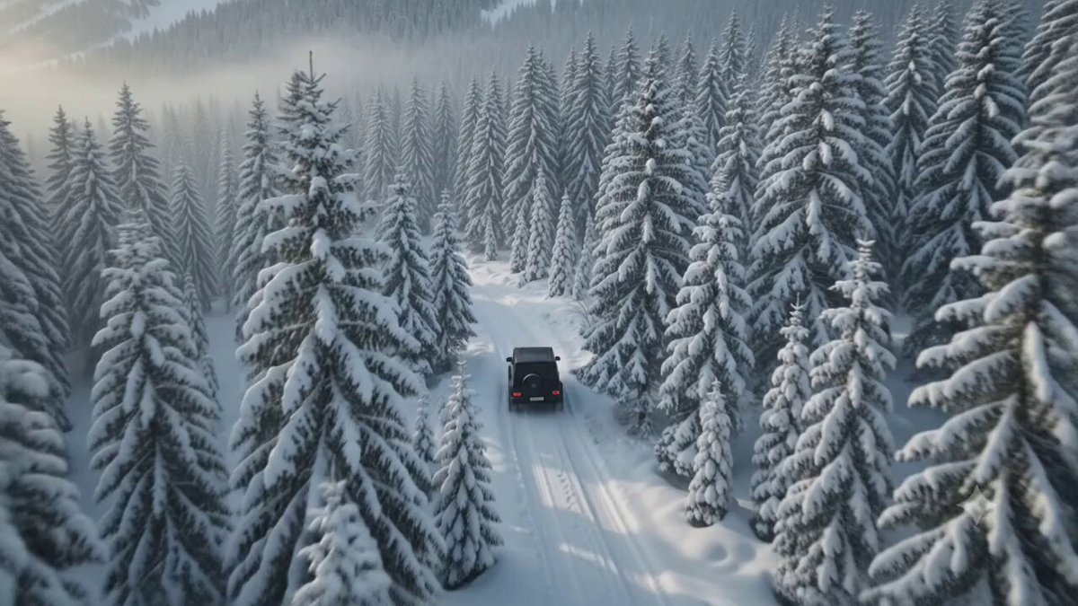 An ultra-realistic cinematic 10-second video of a matte black Mercedes-Be...