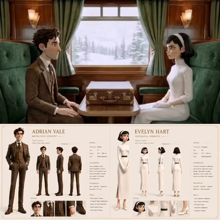 Cinematic 3D animated short film in stylish Pixar-meets-spy thriller styl...