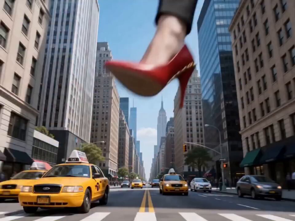 A high-detail, surreal cinematic sequence featuring a gigantic corporate...