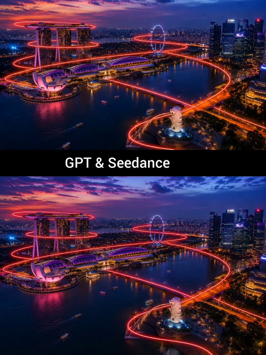 Realistic high-speed FPV drone video over Singapore at blue hour, using t...