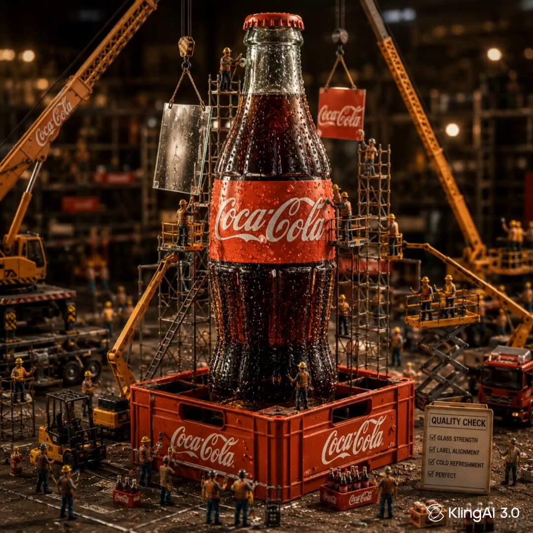 A surreal, hyper-realistic macro scene featuring miniature construction w...