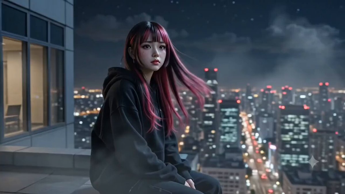 A cinematic anime-inspired music video featuring a melancholic young woma...