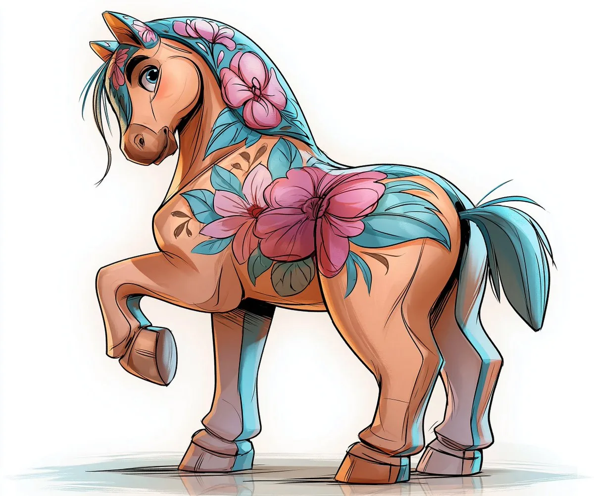 Flat Graphic Illustration of a Dala Horse - Image prompt preview