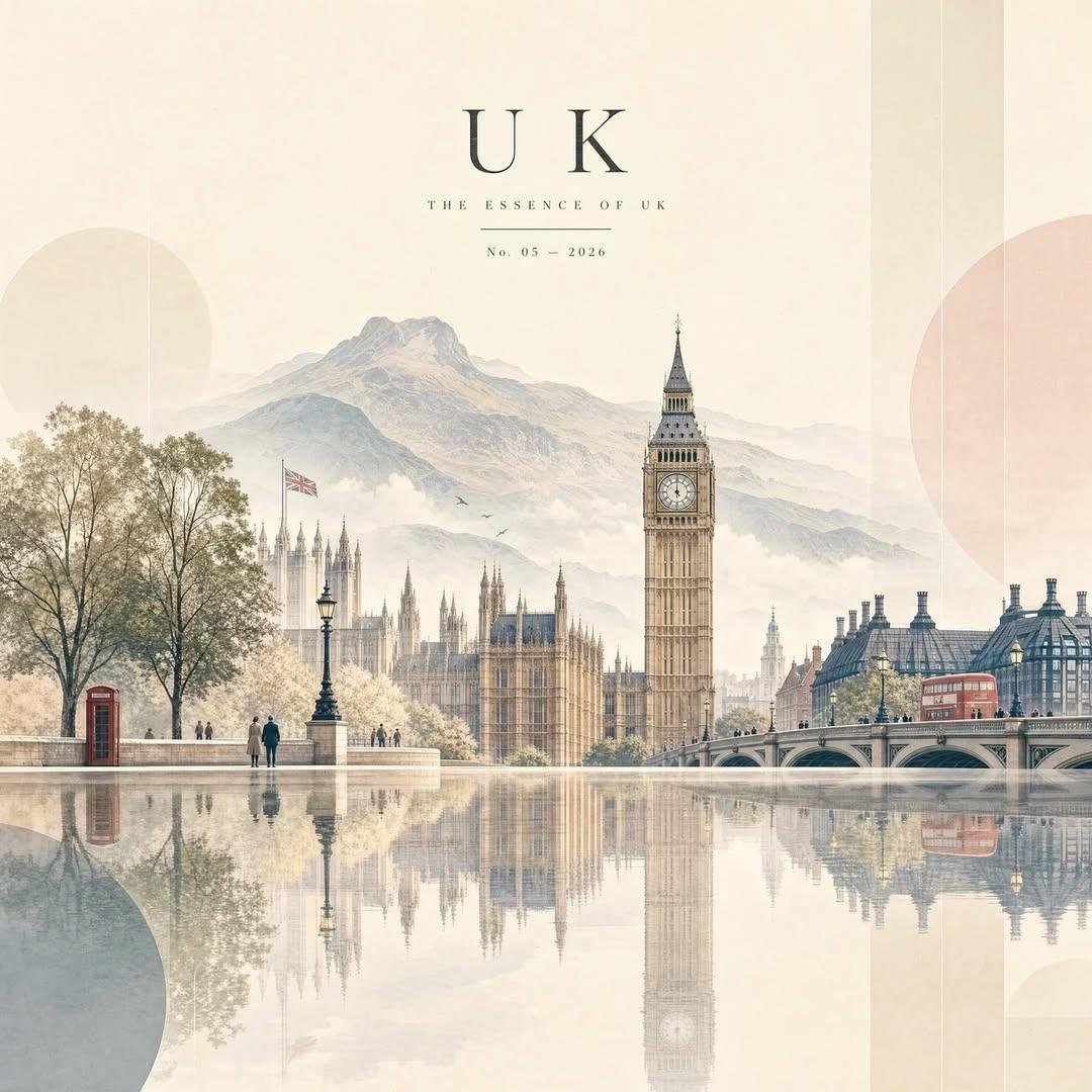 Vintage luxury travel-poster editorial of a country's iconic landmarks - Image prompt preview