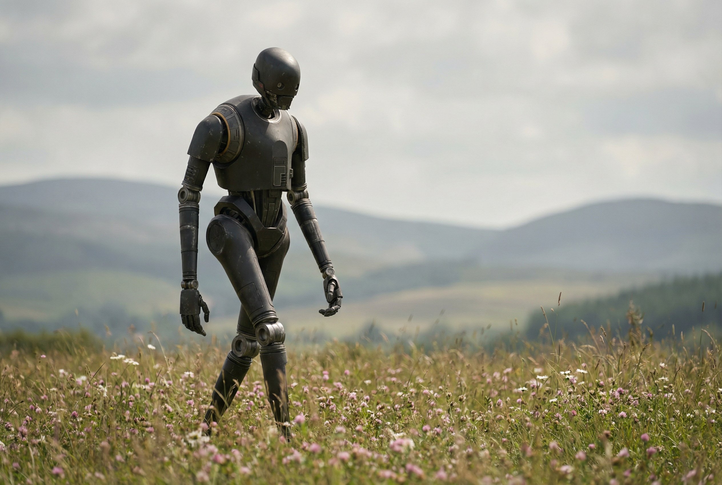 Cinematic Android in Wildflower Meadow - Image prompt preview