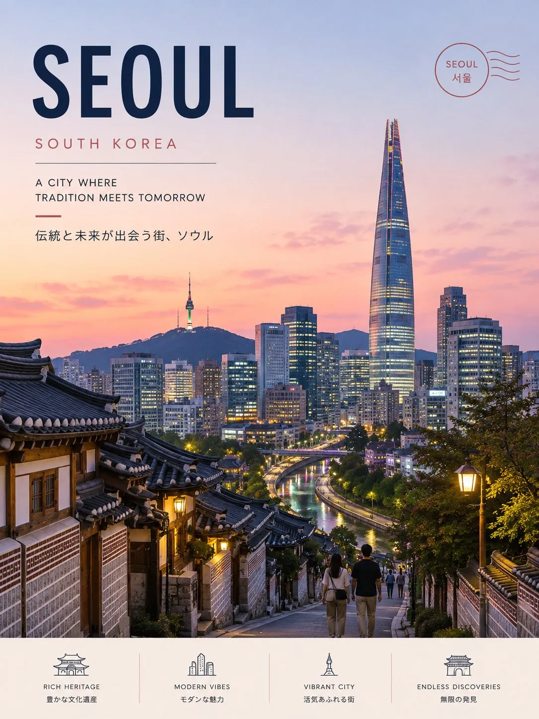 Premium Minimalist Seoul Travel Poster - Image prompt preview