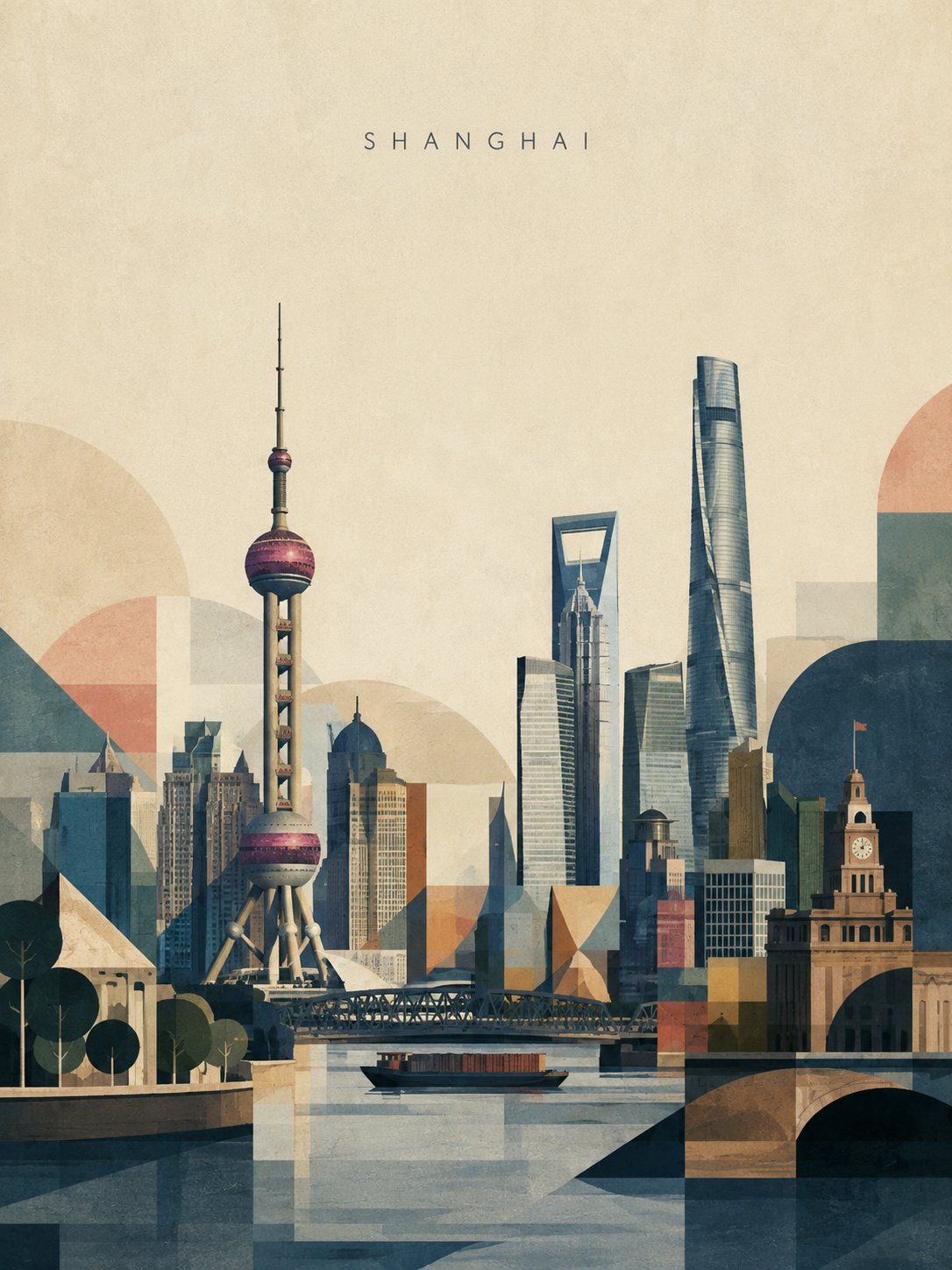 Geometric Travel Art Poster - Image prompt preview
