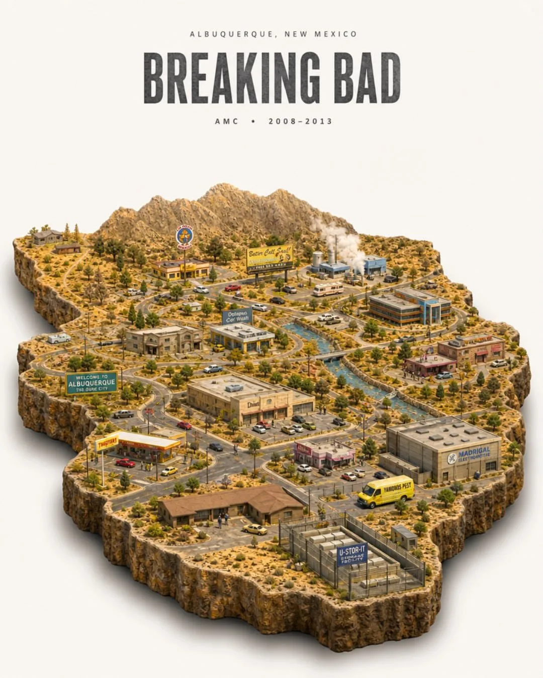 Cinematic miniature 3D diorama map poster - Image prompt preview