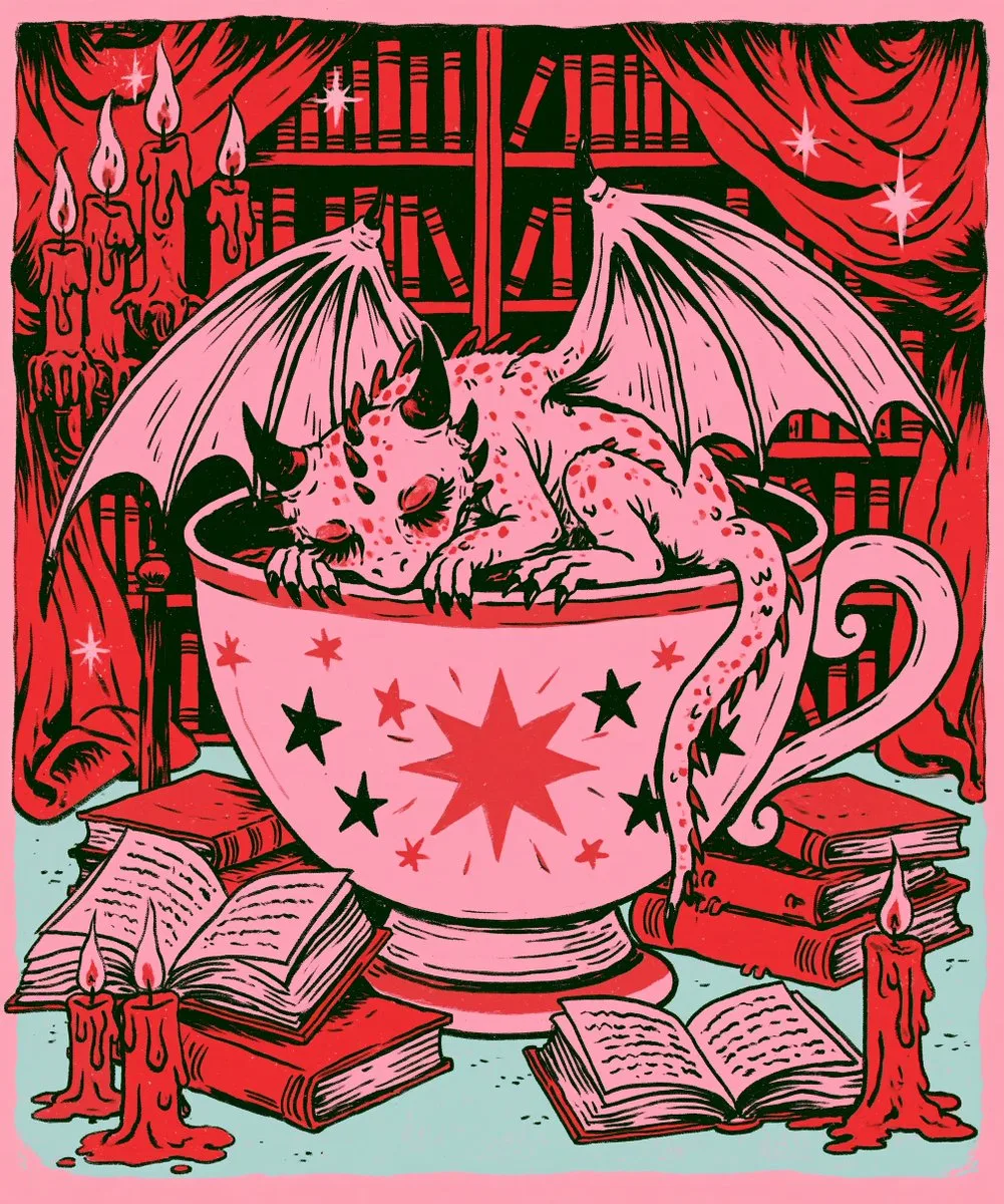 Sleeping Baby Dragon in a Giant Teacup - Image prompt preview