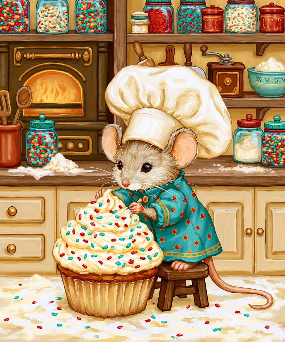 Whimsical Storybook Mouse Baker - Image prompt preview
