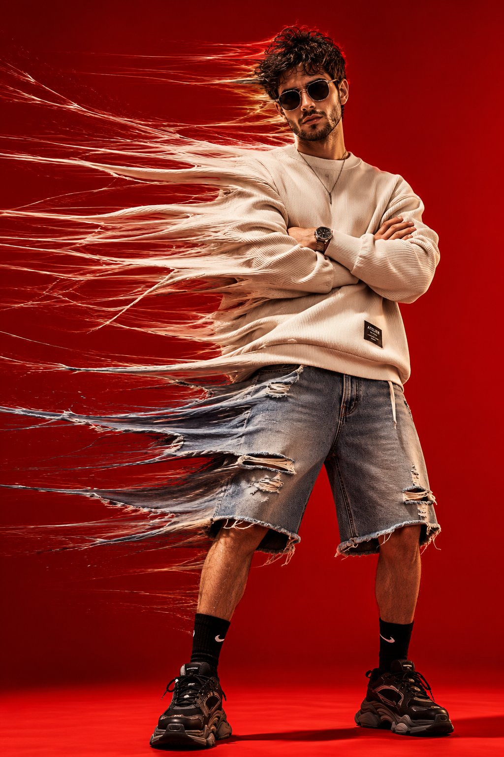 Surreal Time-Stretch Fashion Portrait - Image prompt preview