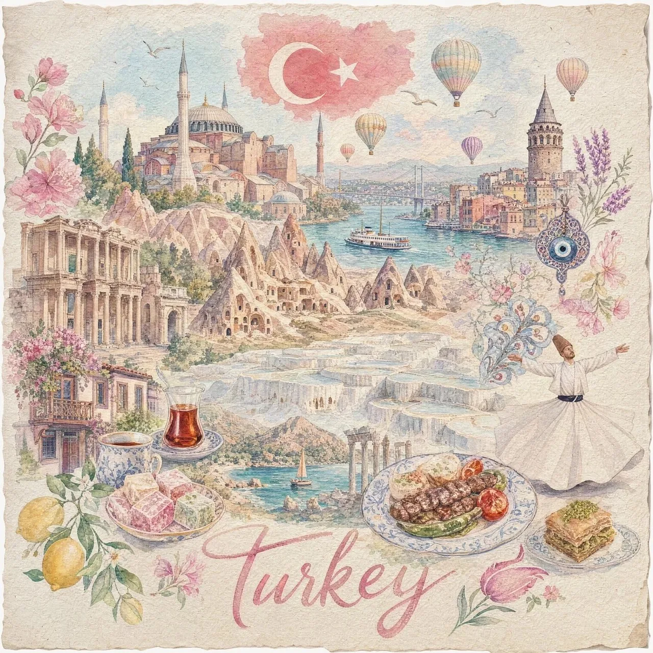 Pastel Country Miniature Paper Painting - Image prompt preview