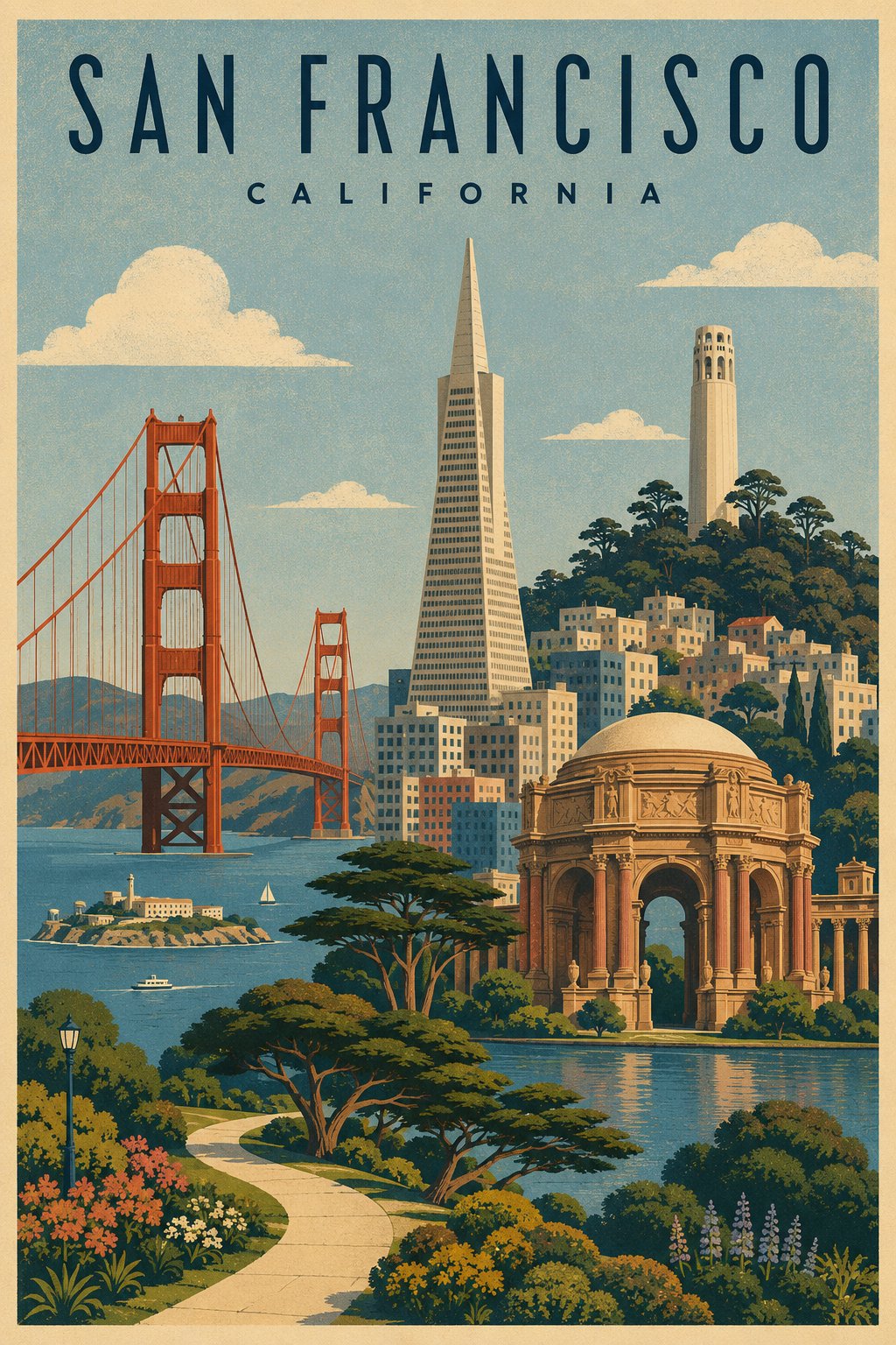 Vintage Mid-Century San Francisco Travel Poster - Image prompt preview