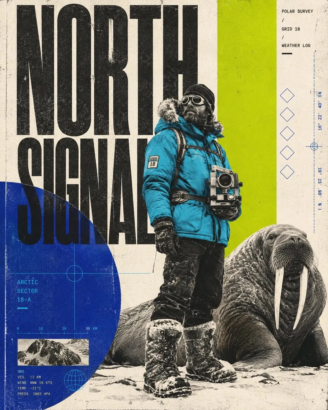 Vertical Editorial Collage Poster with Oversized Typography - Image prompt preview