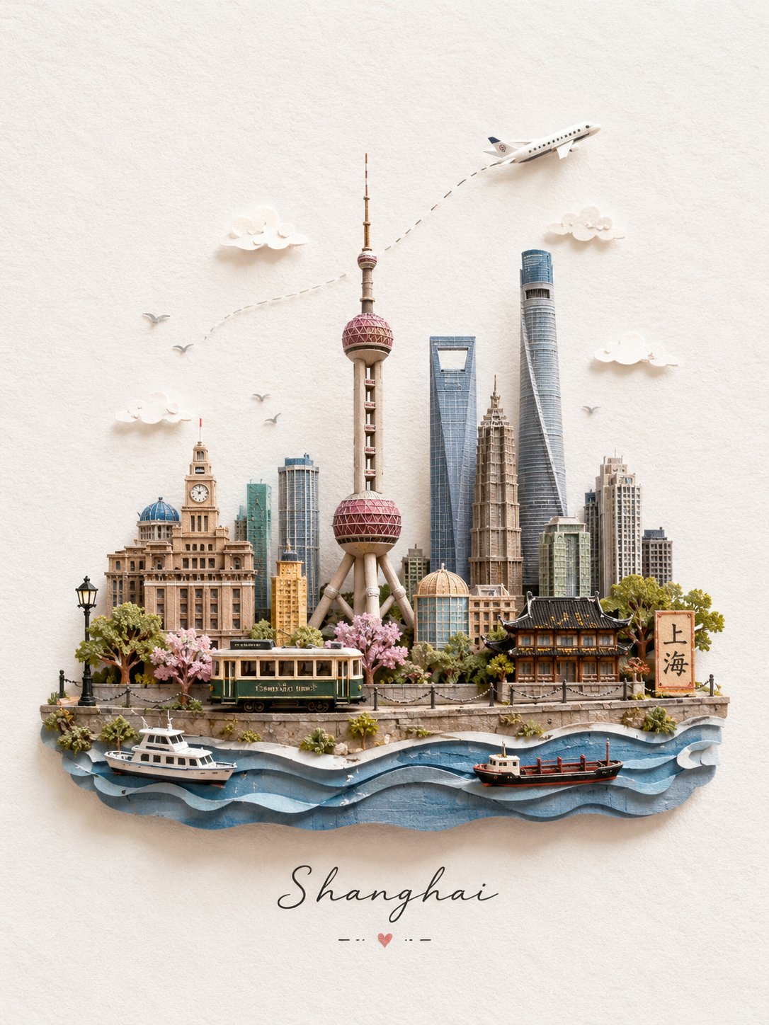 Miniature 3D Paper-Craft Travel Postcard - Image prompt preview