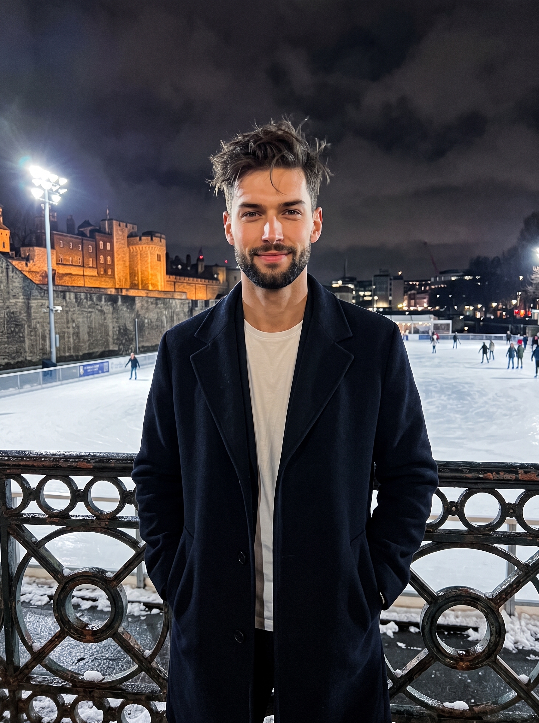 Portrait of a young man at a winter ice rink - Image prompt preview