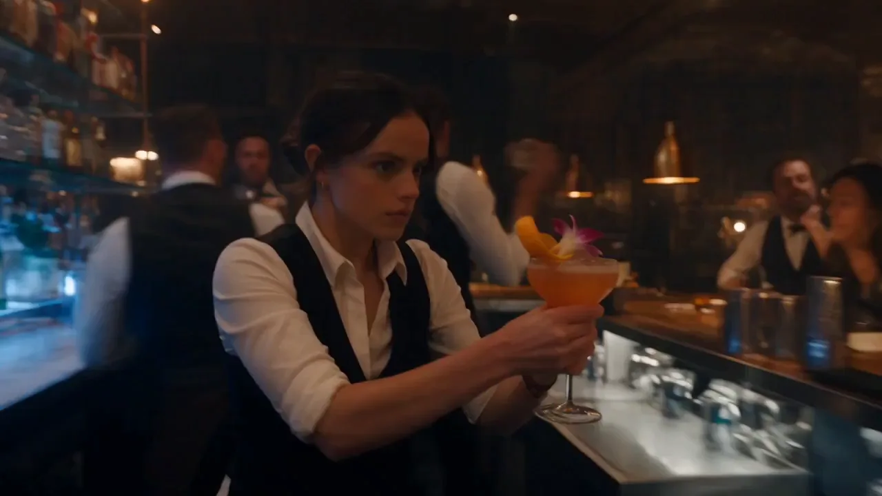 Bartender Time-Stop Cocktail Save - Video prompt preview