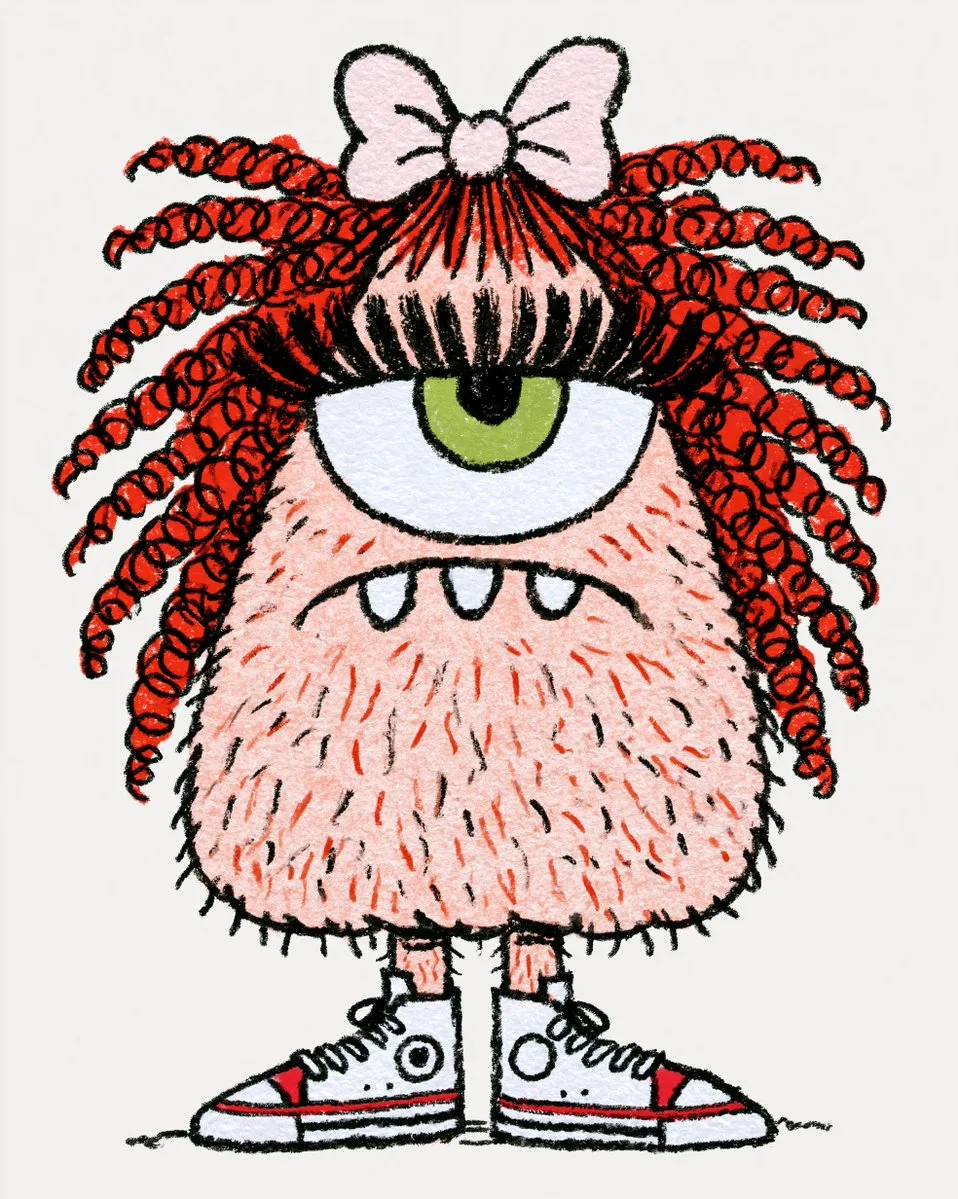 Whimsical Pink Monster Cartoon Doodle - Image prompt preview