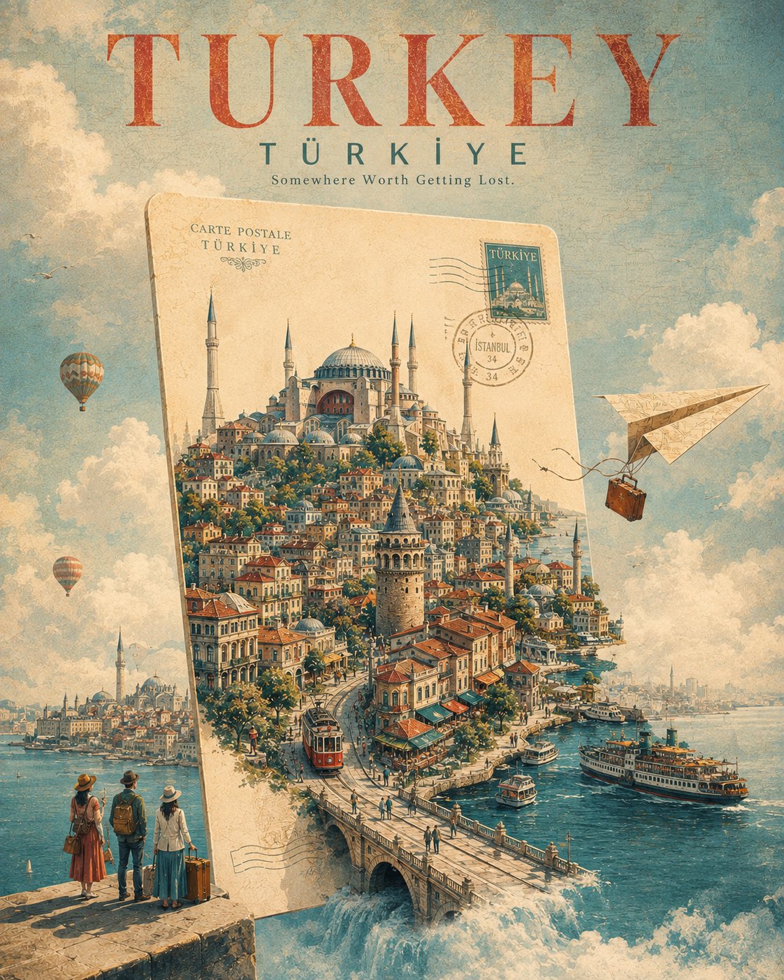 Surreal Vintage Travel Poster - Image prompt preview