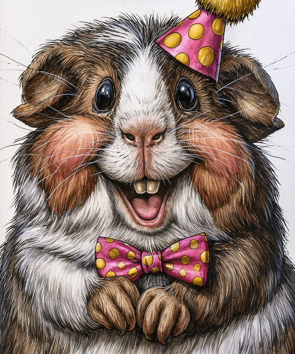 Party Guinea Pig Illustration - Image prompt preview