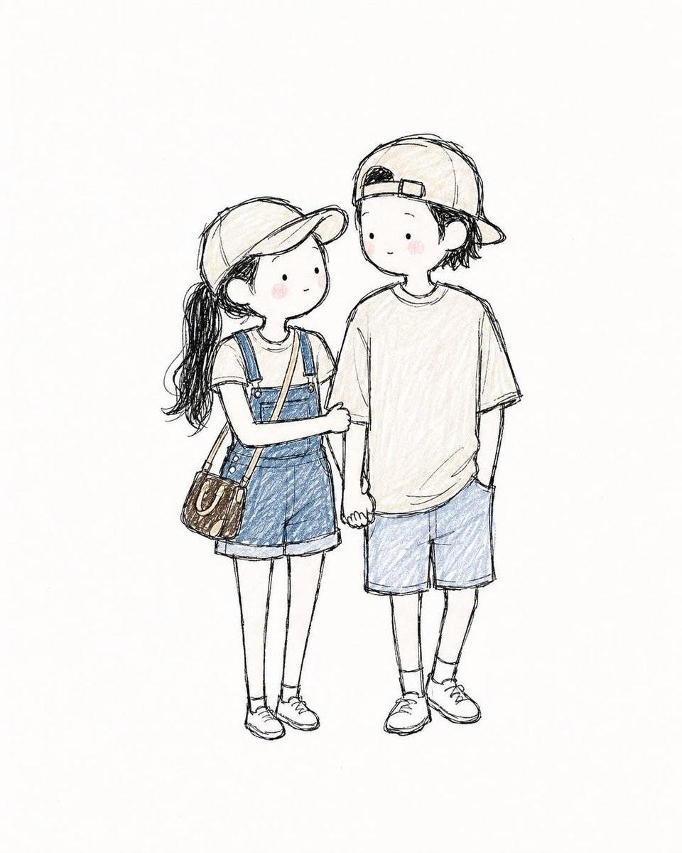 Hand-Drawn Couple Sketchbook Illustration - Image prompt preview