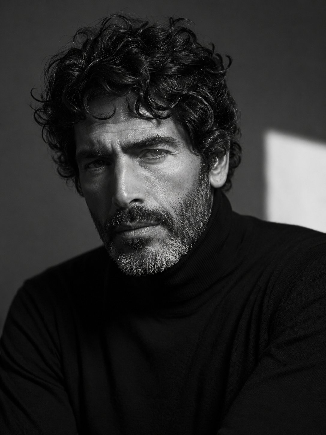 Cinematic Black-and-White Editorial Portrait - Image prompt preview