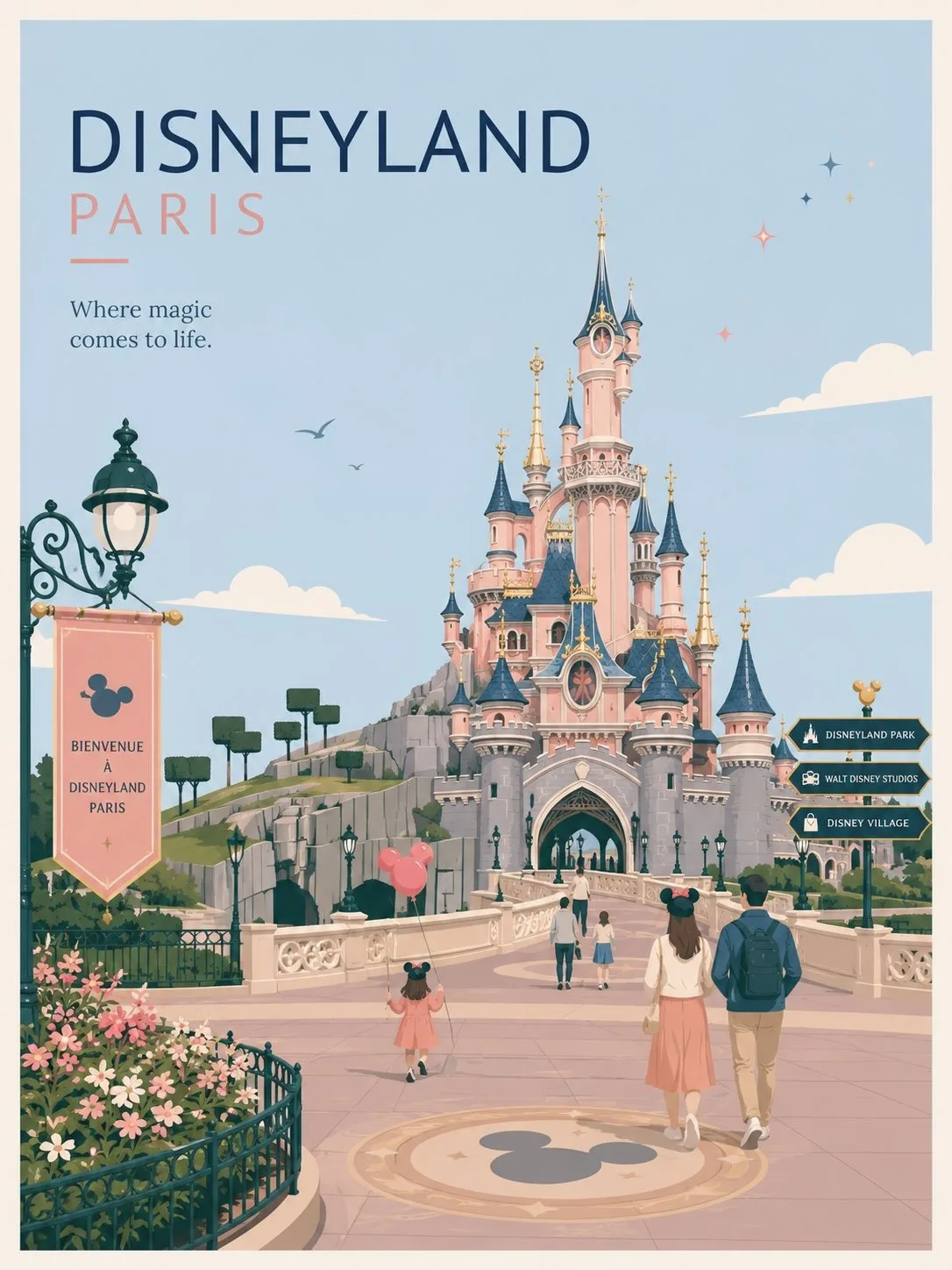 Vintage Disneyland Paris Travel Poster - Image prompt preview