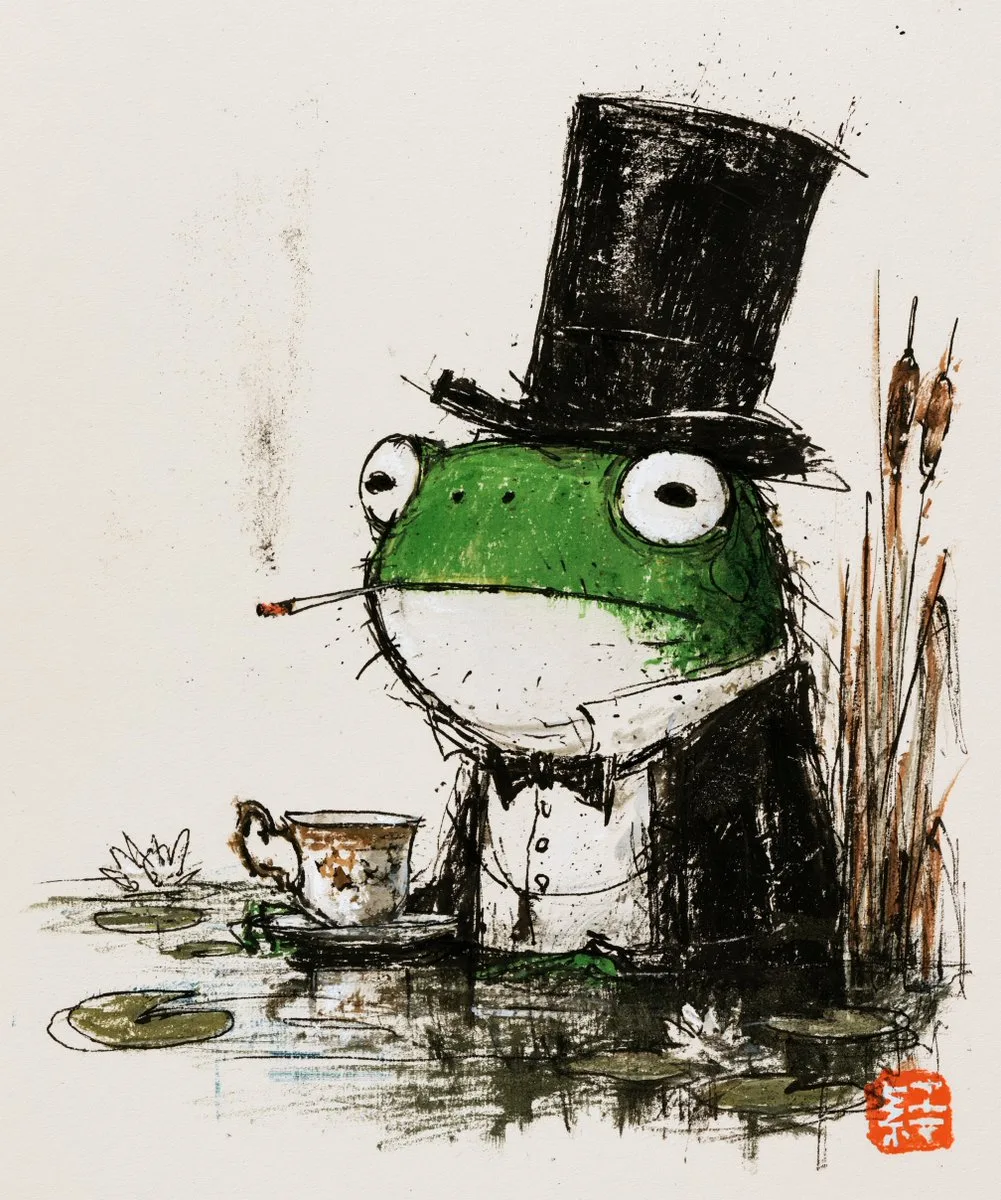 Distinguished Frog in Storybook Tea Scene - Image prompt preview
