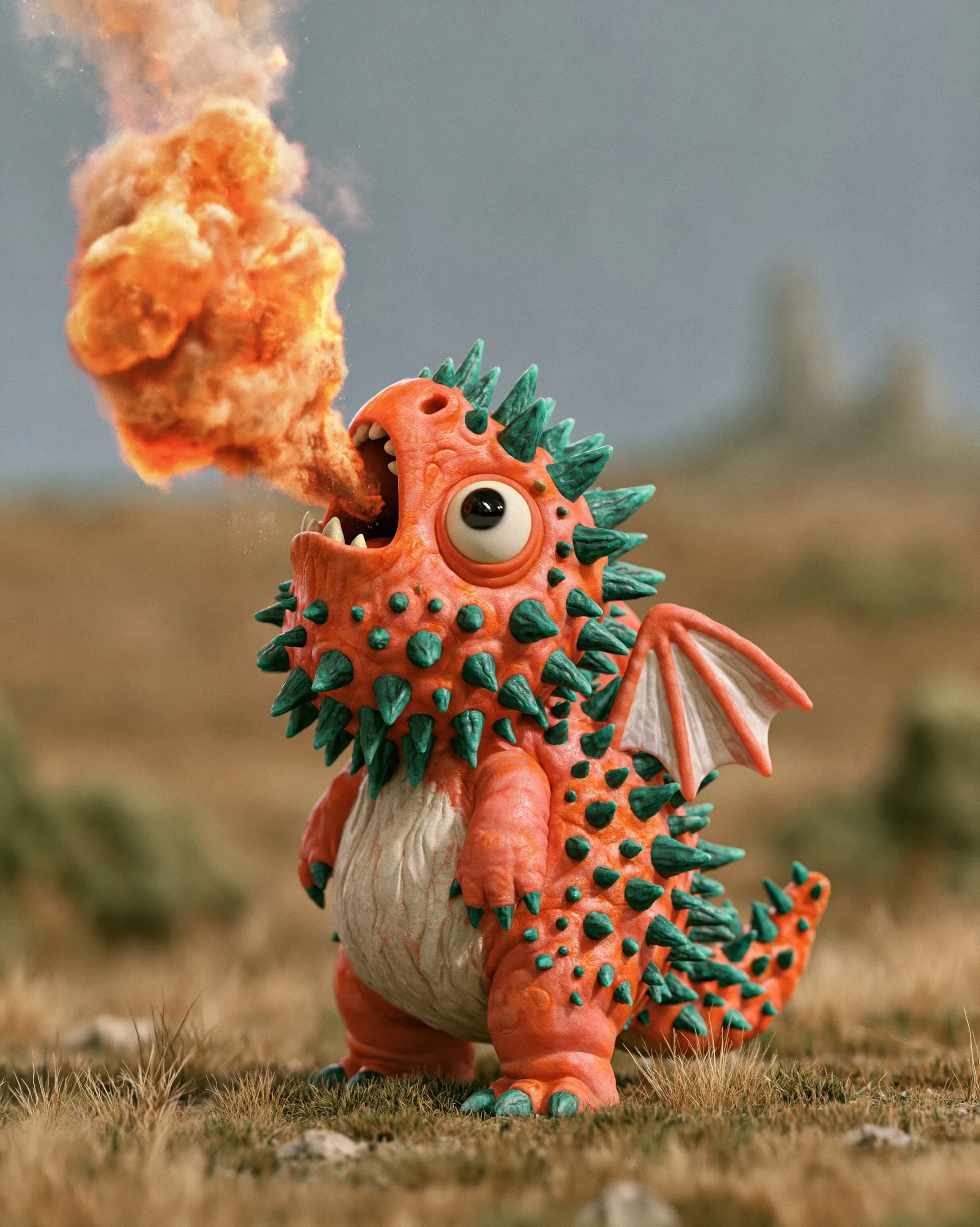 Silly Pink Dragon Character Illustration - Image prompt preview
