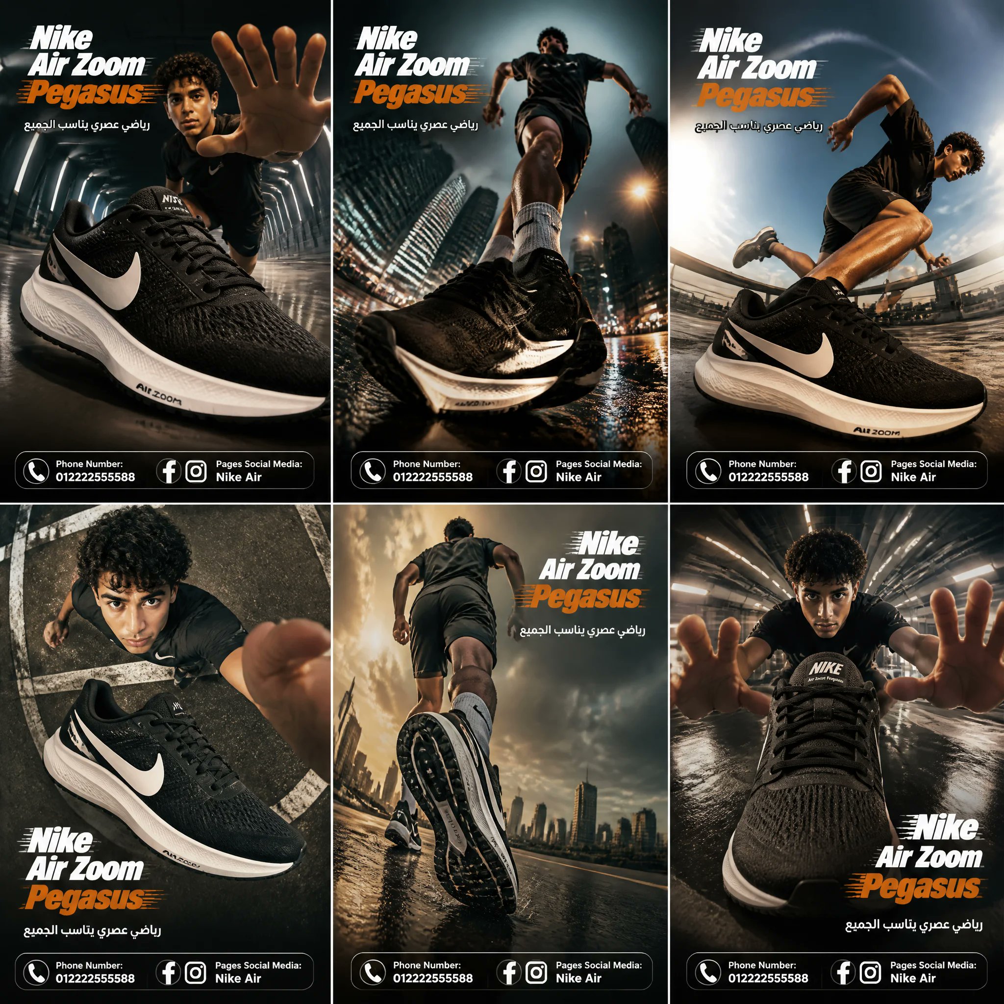 Cinematic fisheye Nike Air Zoom Pegasus advertising key visual - Image prompt preview