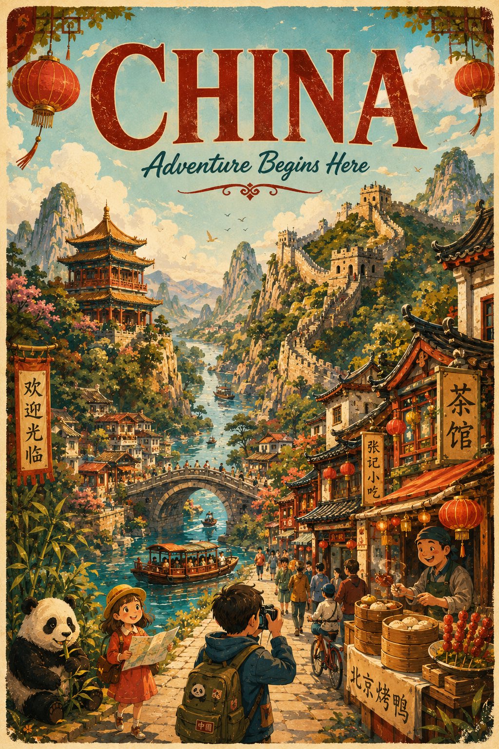 Vintage Cartoon Travel Poster for Any Country - Image prompt preview