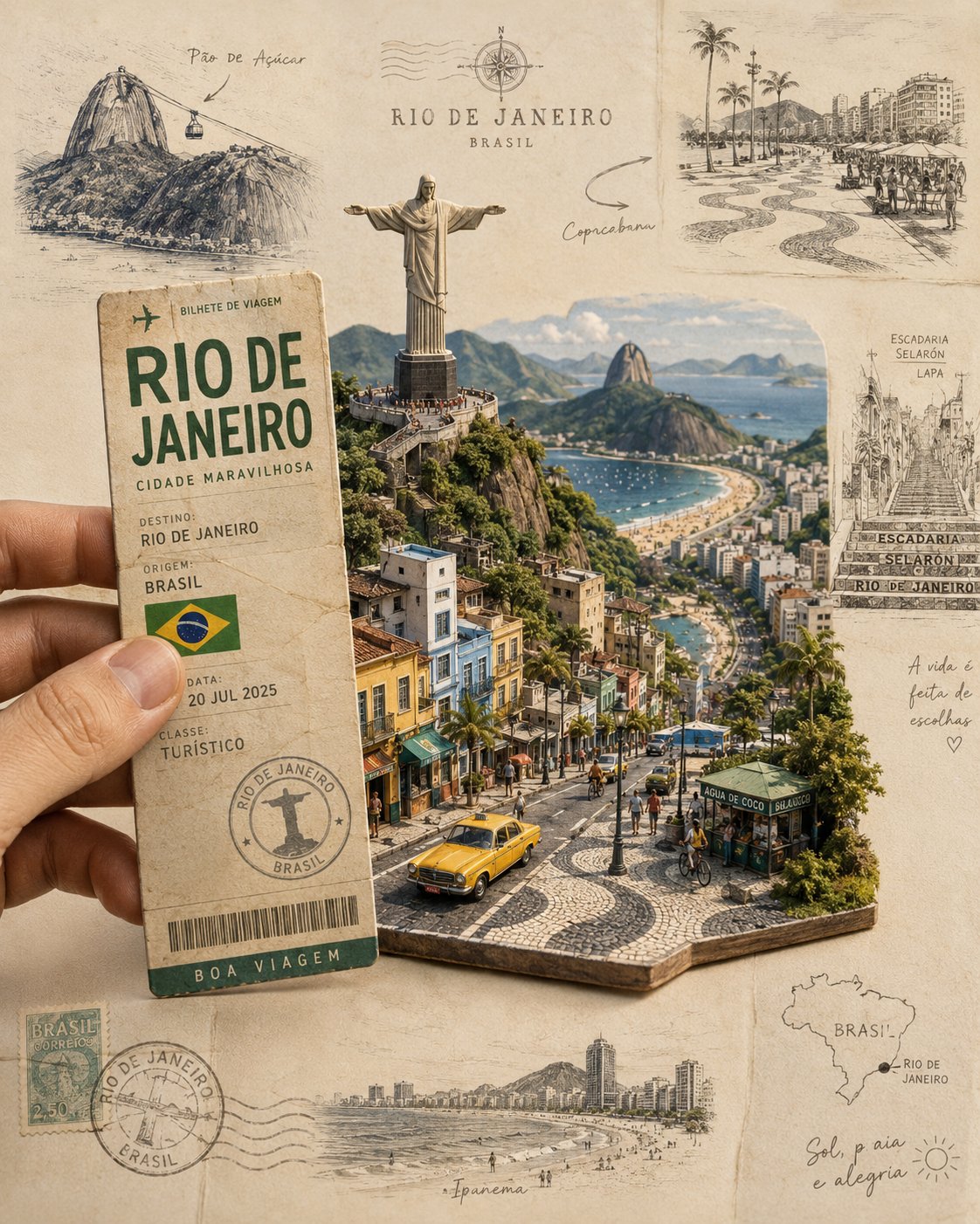 Rio de Janeiro Miniature Travel Poster Diorama - Image prompt preview