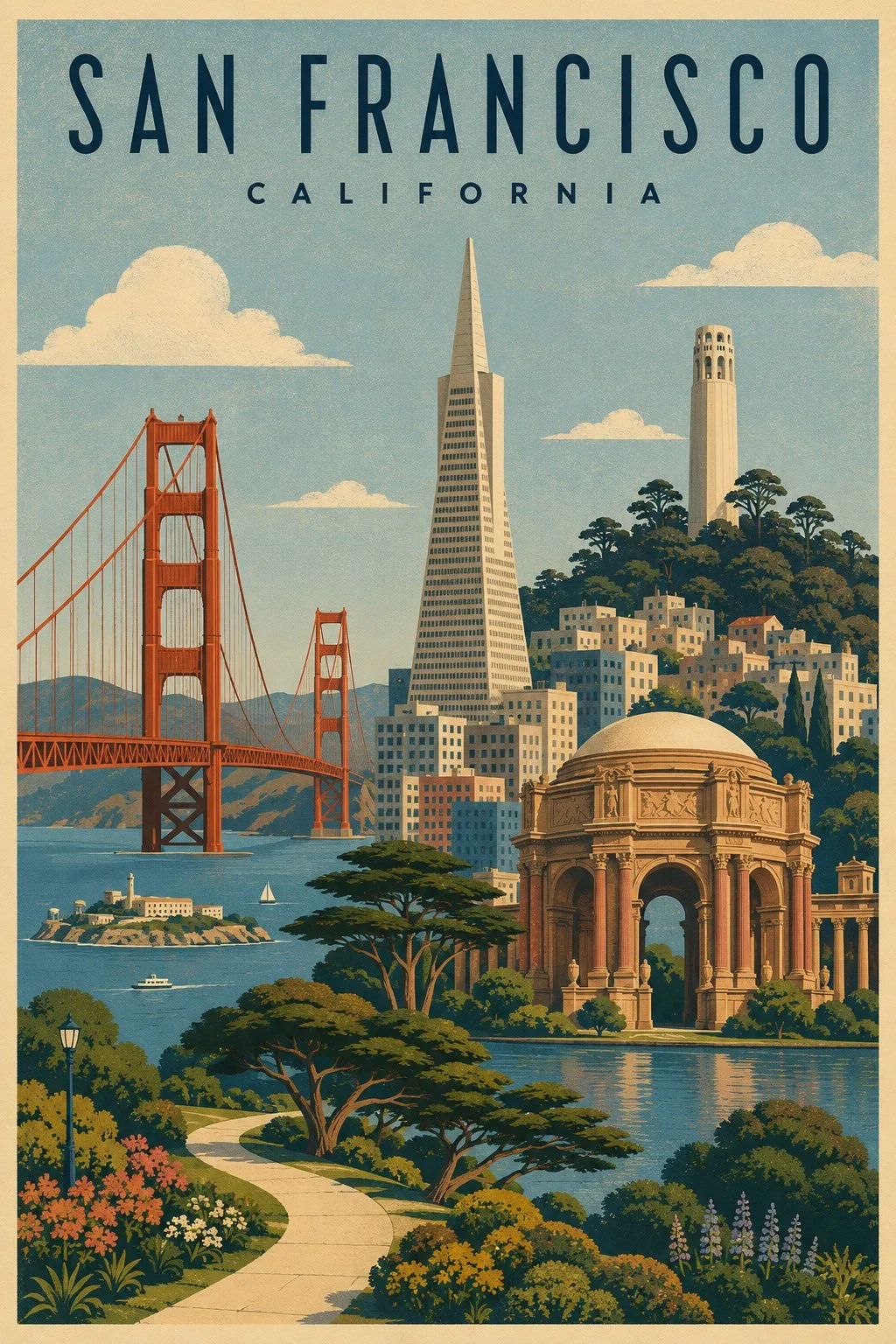 Vintage Mid-Century San Francisco Travel Poster - Image prompt preview