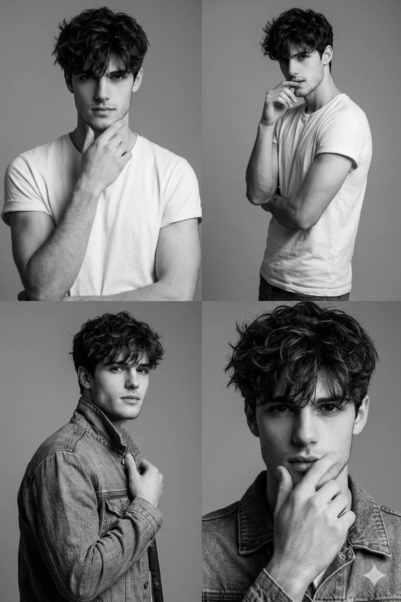 using the attached reference photos as sources, preserve the same male fa...