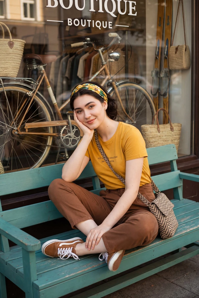 "image_type": "single lifestyle fashion portrait", "overall_style": "ret...
