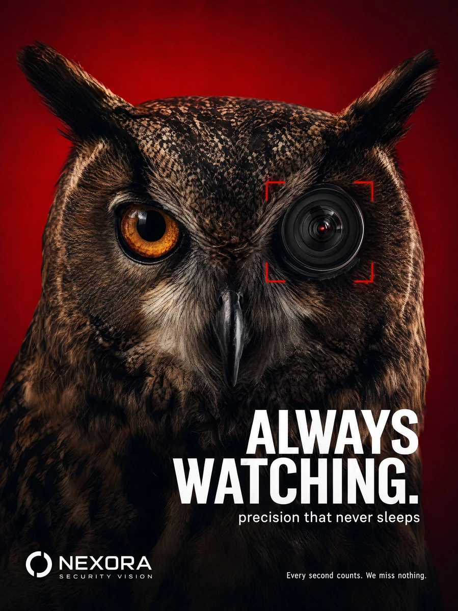 Feature an extreme close-up of a majestic owl facing forward against a ri...