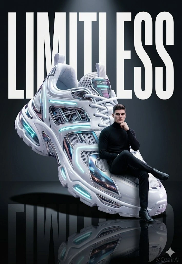 Luxury sneaker advertisement on Google Gemini Nano Banana Pro 🔥