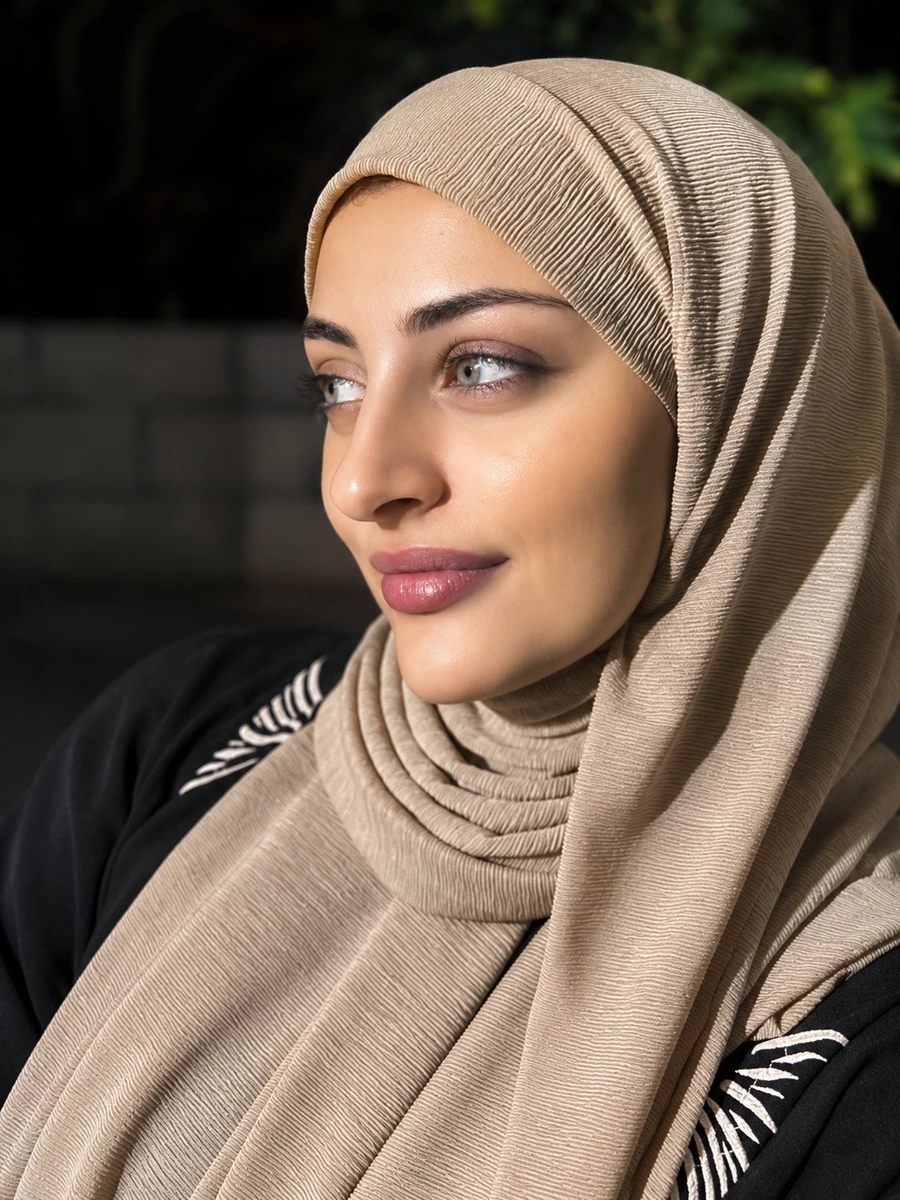 Ultra-realistic close-up beauty portrait of a young woman wearing a soft...