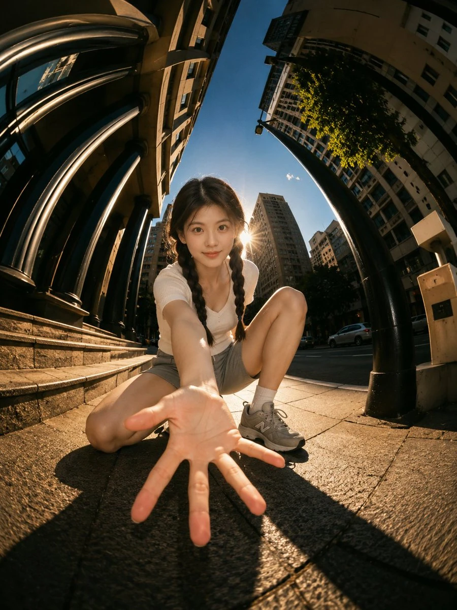 Turning a simple portrait into a cinematic ultra-wide fisheye street shot