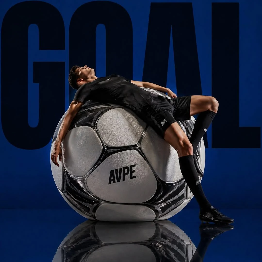 A dramatic sports editorial scene featuring a professional male footballe...