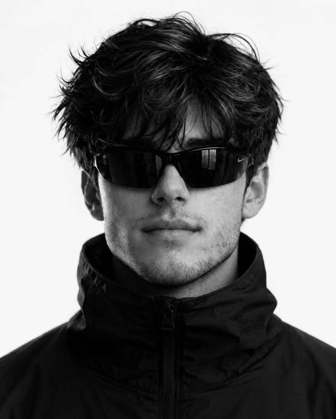 Close-up black and white fashion portraits using the uploaded photo as th...