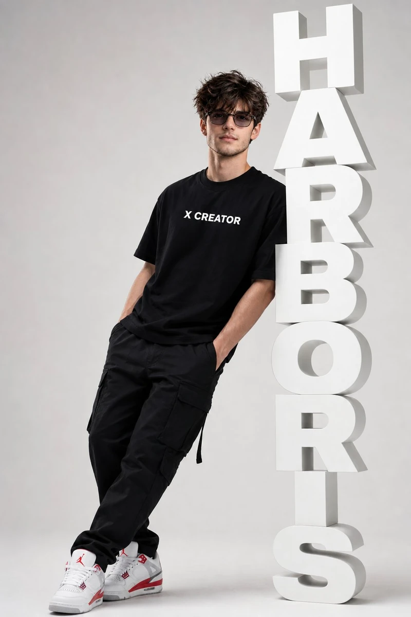 Ultra-realistic fashion editorial portrait of a stylish young man standin...