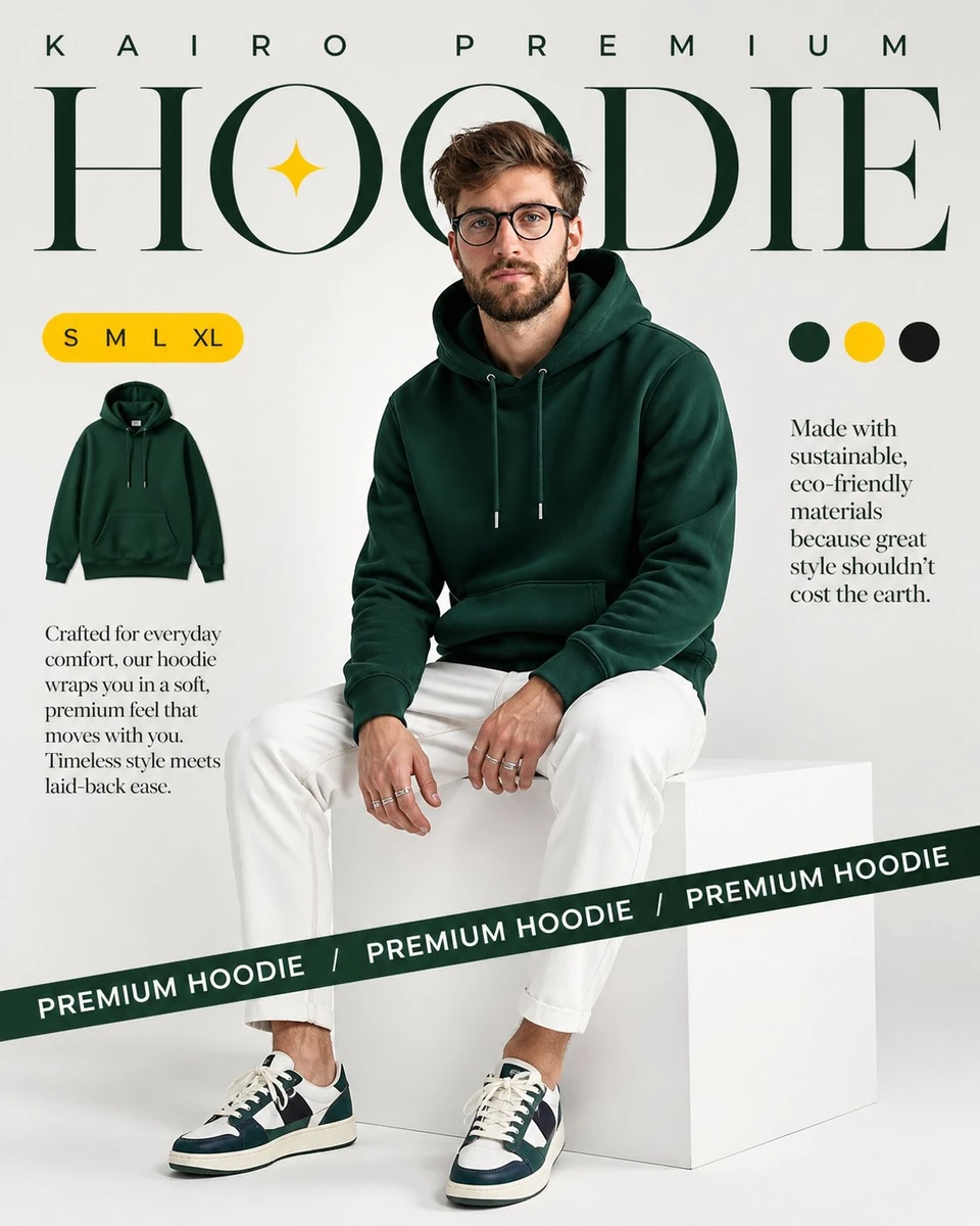 A professional commercial fashion advertisement featuring [a young male m...