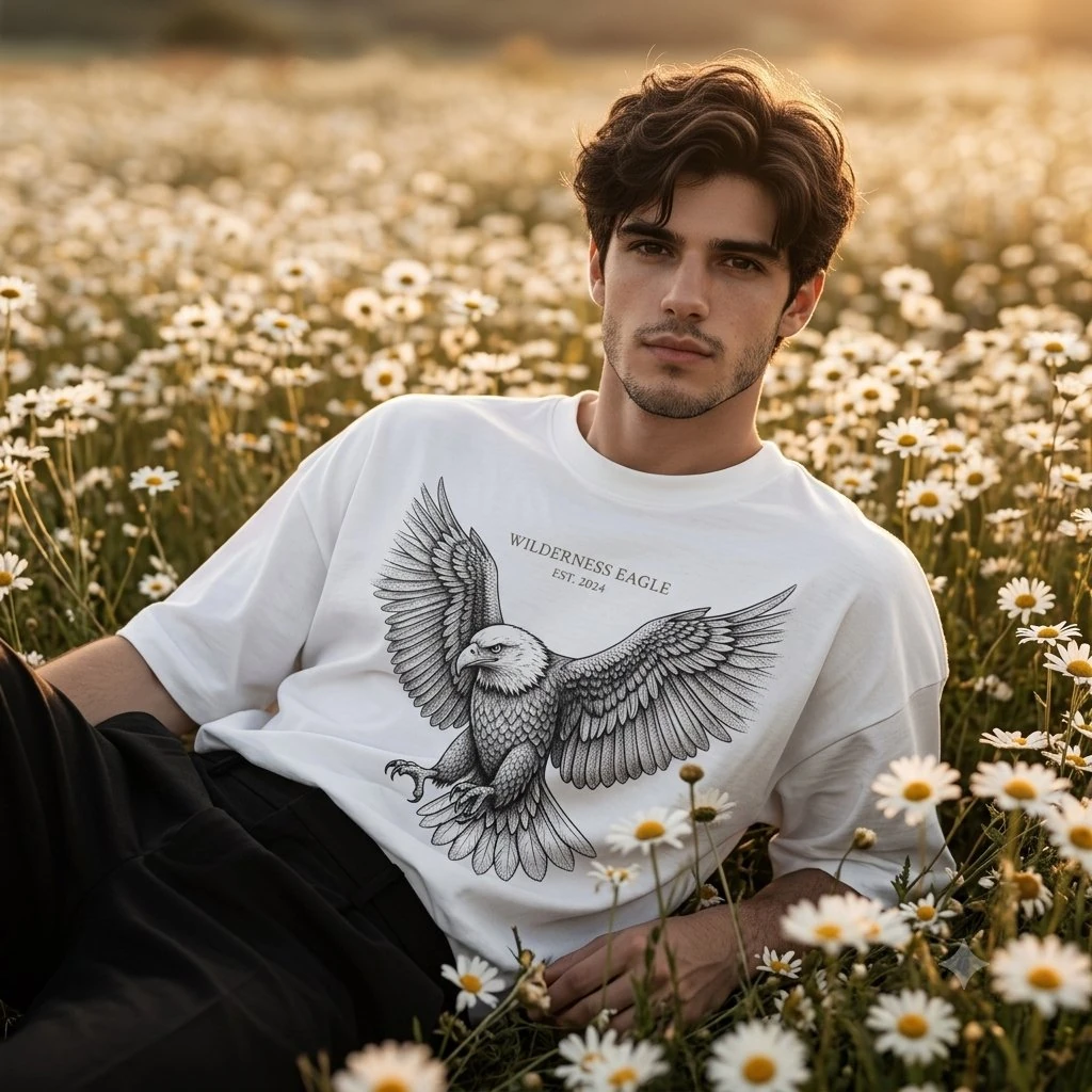Ultra-realistic cinematic fashion campaign shot of a handsome male model...