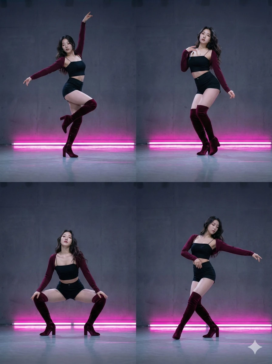 Each image should feature a different pose and angle, while maintaining c...