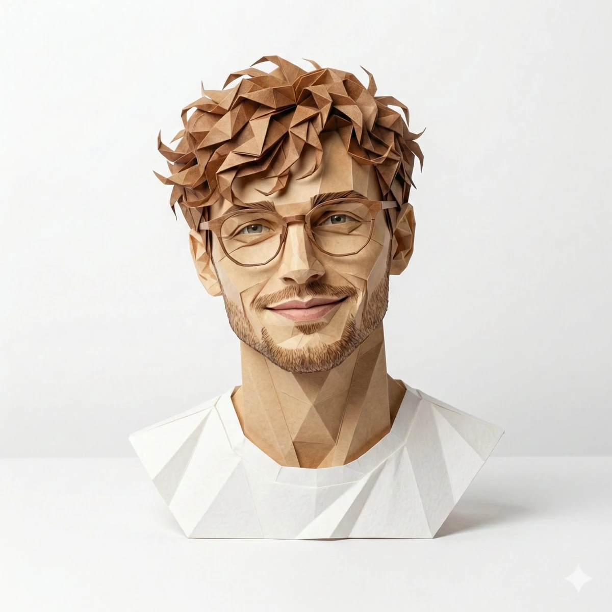 A hyper-detailed, origami-style version of a person, folded from high-qua...