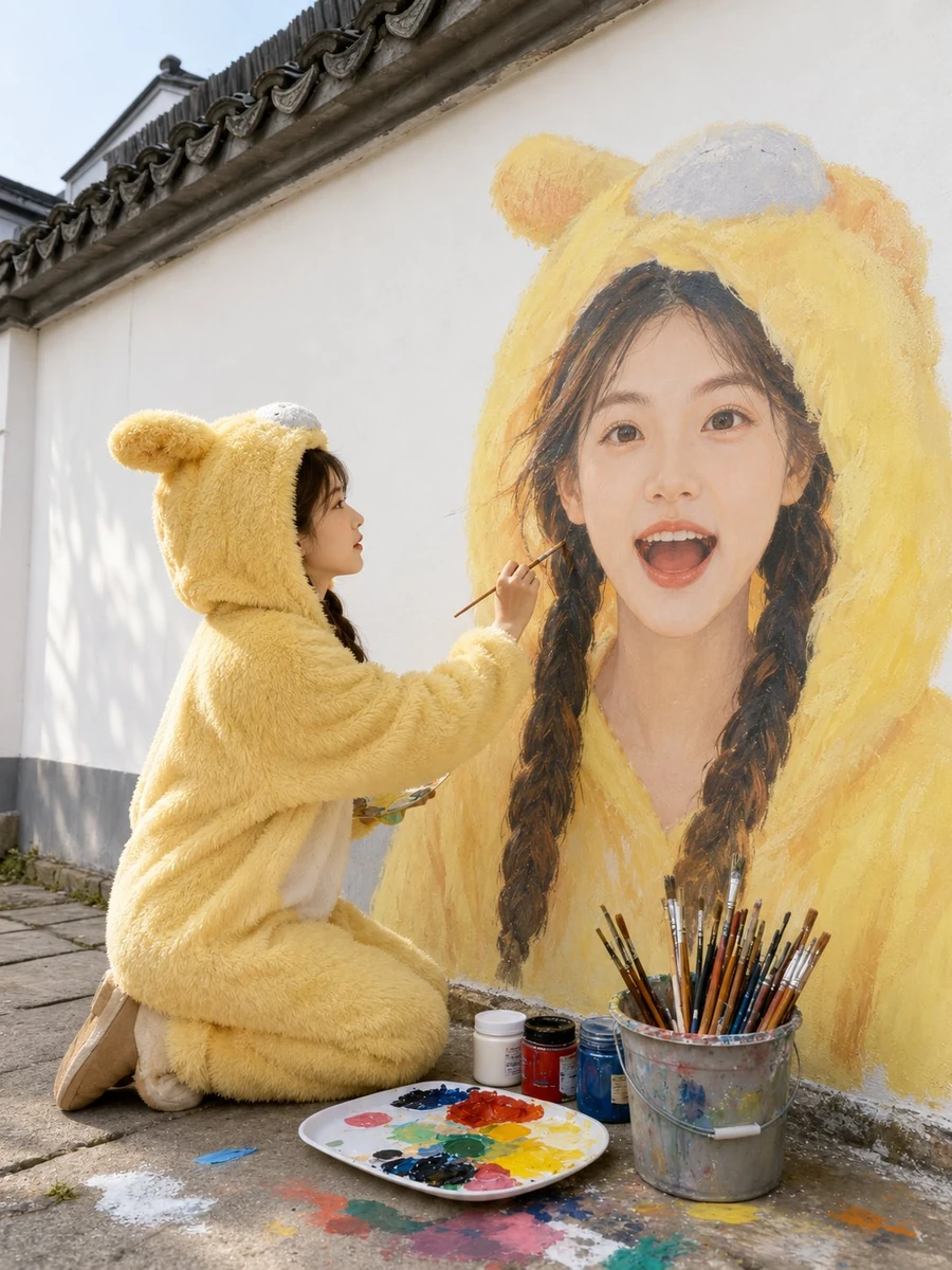 Upload one portrait, and turn it into this cute mural-style photo